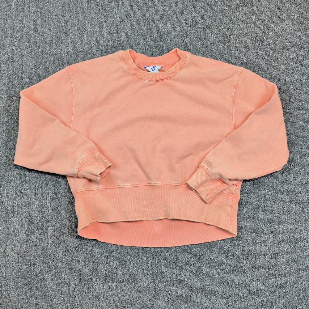 JoyLab Modern Acid Wash Cropped Sweatshirt XS Peach Cotton Activewear Athleisure - Picture 1 of 8